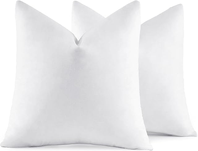 MIULEE 20x20 Inserts d'oreiller, boîte de 2 Feuilles d'oreillers à jet de plumes, tissu décoratif en coton fluffy pour canapé-lit salon