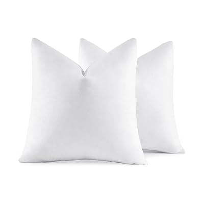 MIULEE 26x26 Euro Pillow Inserts,Set of 2 Down Feather Throw Pillows for Couch Sofa Bed, Decorative Fluffy Throw Pillow Inserts Cotton Fabric,White
