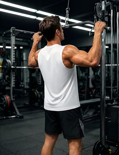 TACVASEN Ärmelloses Shirt Herren Baumwoll Fitness Tanktop Slim Fit Achselshirt UPF 50+ Outdoor Atmungsaktives Weiß M 2