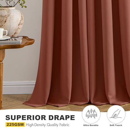 Image of MIULEE Blackout Curtains for Bedroom Living Room 2 Panels, Thermal Insulated Room Darkening Drapes Grommet Noise Reducing Light Blocking Window Treatments 45 Inches Long 40x45 Inch Terracotta