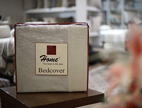 Image of Silver Self-Design Double Jacquard with Chambray Cotton Bedcover (Double 90x102, Grey)