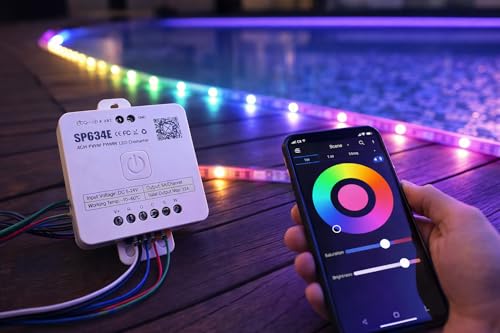Image of Jackal RGBW LED Strip Controller SP634E, Smart App Control RGB /RGBW LED DC 5-24V for Strip Lights, Music Sync & Color Changing Light