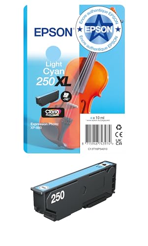 Cartouche Epson 250XL cyan violon d'origine pour éviter les bavures d'encre sur papier