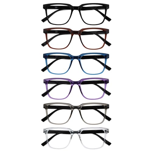 Lunettes de lecture OPULIZE LEO +1.50 - Lot de 6 montures rectangulaires larges mixtes