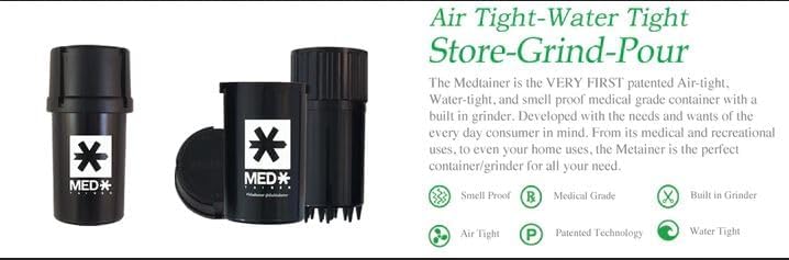 Miniatura 2 de MedTainer - Recipiente hermético y a prueba de olores con molinillo integrado. Viene con paquete de humedad para mantener los productos frescos