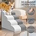 Thihome Hundetreppe 4 Stufen, 50cm hoch Schwamm Haustiertreppe für Hunde und Katzen, rutschfest Haustierleiter Katzentreppe mit Waschbar Bezug für Sofa Bett, Grau