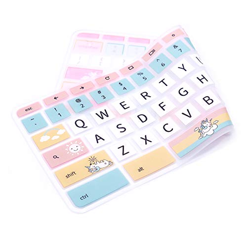 HRH Silicon Keyboard Cover for Lenovo Chromebook C330 11.6\" 2019/2018 /ChromebookFlex 11 /Chromebook N20 N21 N22 N23 100e 300e 500e 11.6\"/Chromebook N42 N42-20 14 inch,Cartoon unicorn