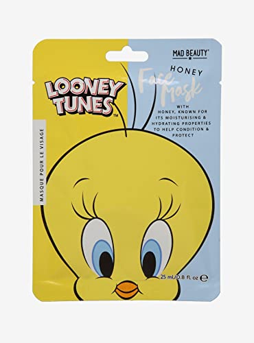 MAD Beauty - Mascarilla Facial Looney Tunes | Cara de Piolín Impresa | Extracto de Miel Hidratante | Descartable y Fragancia a Miel | Todo Tipo de Piel, Translúcido, 1 unidad (Paquete de 1)