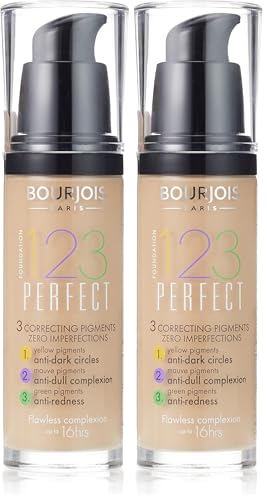 Bourjois 123 Perfect Base de Maquillaje Tono 52 Vanilla, 30 gr. (Paquete de 2)
