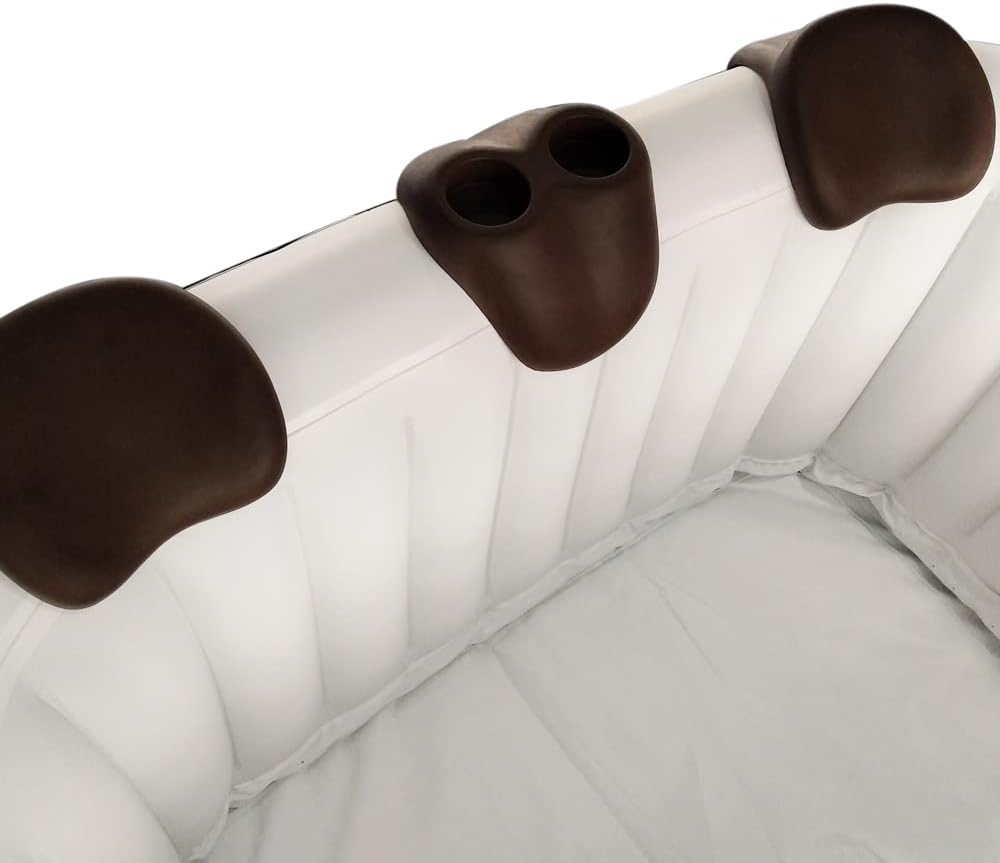 ALEKO Inflatable Hot Tub Headrest and Drink Holder | Removable 3-Piece Set for Spa | Brown | HTACCBR