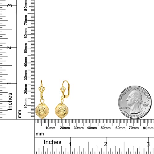 Gem Stone King Stunning 1-1/4 Inch Dangle Spheres Gold Plated Brass Lever-Back Women's Earrings #TOP1