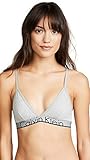Calvin Klein Women's Id Cotton Large Waistband Triangle Unlined Bra, Grey Heather, Medium