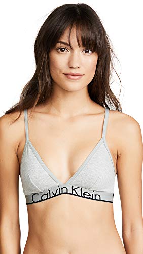 Calvin Klein Women's Id Cotton Large Waistband Triangle Unlined Bra, Grey Heather, Medium