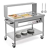 ROVSUN 72QT Electric Commercial Food Warmer 1500W, 9-Pan Steam Table 8QT/Pan Stainless Steel Bain Marie w/Acrylic Shield Overshelf Undershelf Temperature Control & Lid for Buffet Restaurant 110V