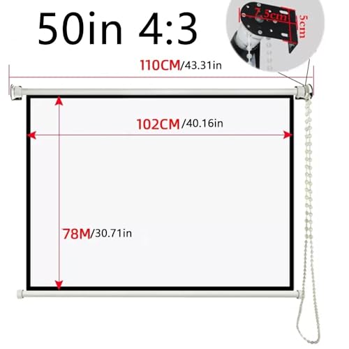 Image of Projector Screen,Projector Screen Pull Down, Manual Projector Screen 30 inch 40 inch 50 inch 60 inch HD Movie Screen Home Theater Pull Down Projection Screen Ceiling /wall Mount