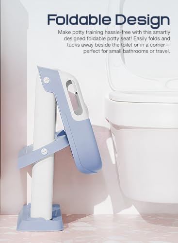 Image of Baybee Western Potty Seat for Kids | Baby Toilet Seat Chair with Ladder, Adjustable Step Height & Cushion Seat | Portable Potty Training Seat for 1-8 Years Child Boys Girls (Blue)