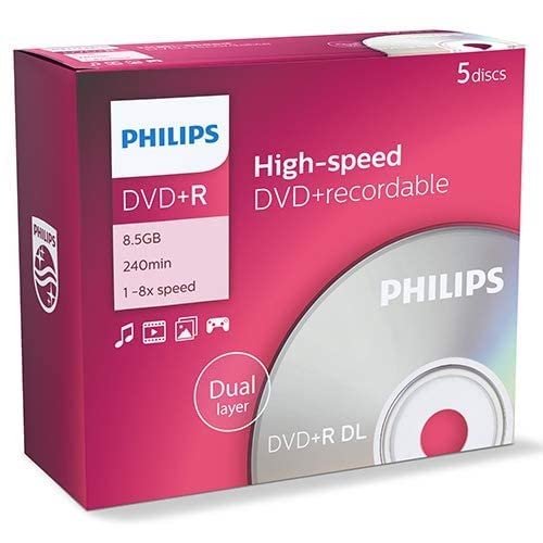 Philips DVD+R DR8S8J05C - DVD+R DL 8.5 GB, 240 min, velocidad 8x