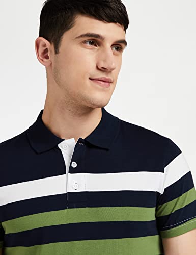EYEBOGLER Men's Striped Regular fit T-Shirt (T285HS_White Darknavy Indigo Royal S) EYEBOGLERMenRegularT-Shirt