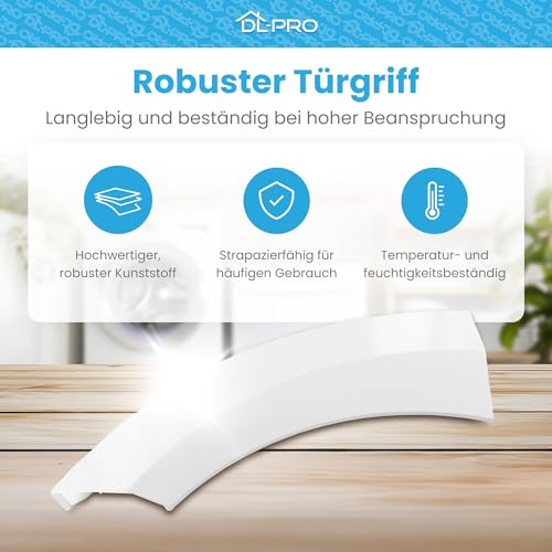 DL-pro Türgriff für Gorenje 333855 349966 Ersatzgriff 105x84mm Kunststoff Weiß Griff für Waschmaschine Frontlader