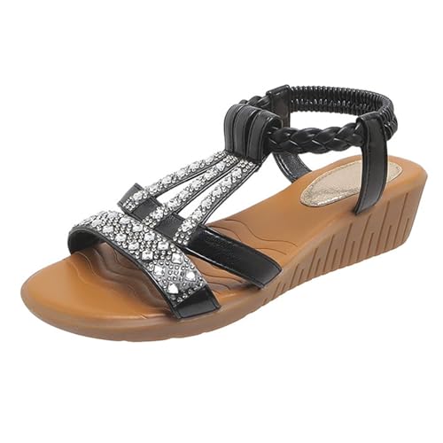 Sandales de plage élastiques au design soigné et finitions scintillantes