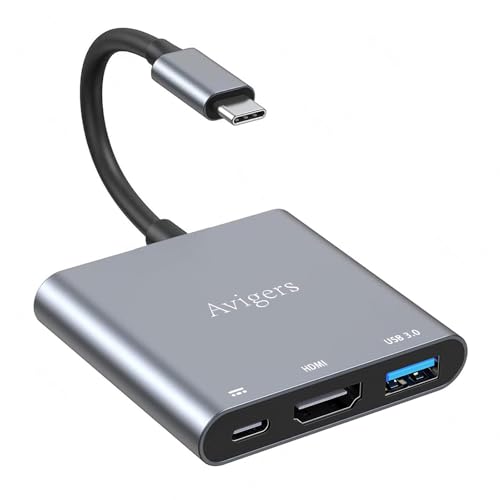 Adaptateur USB C vers HDMI 4K, 3 en1 Multiport Adapter USB C avec HDMI, PD Charge 100W,USB 3.0, USB C hub pour Samsung, MacBook Pro/Air, Google Chromebook, HP,...
