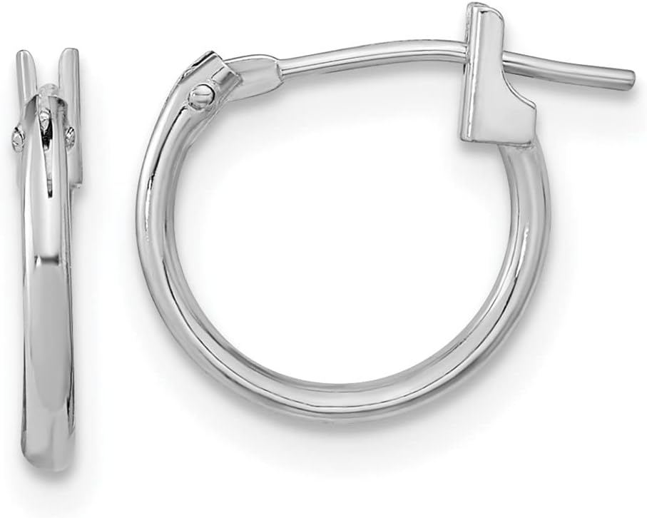 14k Children Girl Baby Kids Toddler White Gold Hoop Earrings (11mm x 11mm)