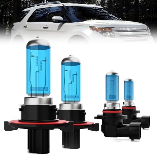 Image of Headlight Bulbs Compatible With Ford Expedition 2007-2014, 9008 /H13 High Low Beam + 9140 /9145 Fog Lights Halogen Light Bulb Combo, Super Bright 6000K White, Plug and Play, Pack of 4