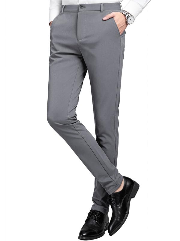 MAGE MALE Men's Skinny Stretch Dress Pants Slim Fit Suit Pants Light Gray by MAGE MALE - Used condition - Image 7