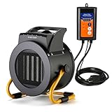 Aarcinhke Greenhouse Heater with Digital Thermostat, 1500W Electric Grow Tent Heaters, 3S PTC Fast Heating, 3 Modes Adjustment, Overheat Protection for Patio, Grow Tent, Greenhouse, Outdoor, Black