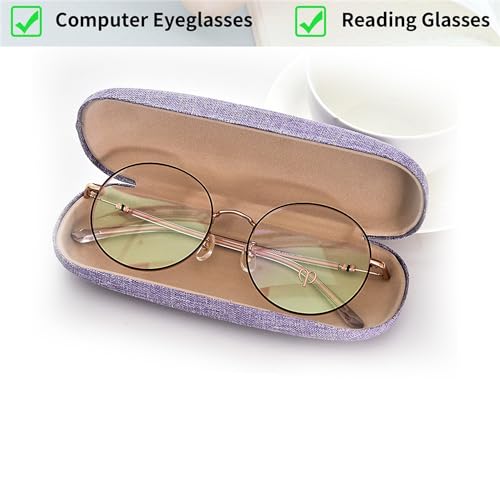 Image of ABAJI Eyeglasses Case Kids Students Reading Glasses Organizer Hard Shell Lint Lining Snap Close Men Women Boys Girls