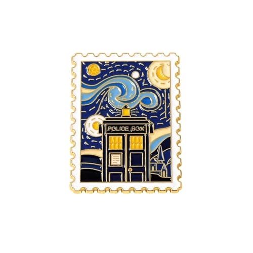ROFARSO Van Gogh Starry Stamps Enamel Lapel Pin Set Moon View Pin, Accessory for Backpacks Clothing Bags Hats Shirts
