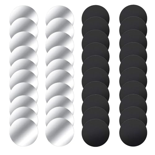 Lxtness Láminas Metálicas 40 Piezas para Soporte iman movil Coche, Reemplazo de Placa de Metal Muy Finas Adhesivo Soporte movil Coche magnético (Plata y Negro)