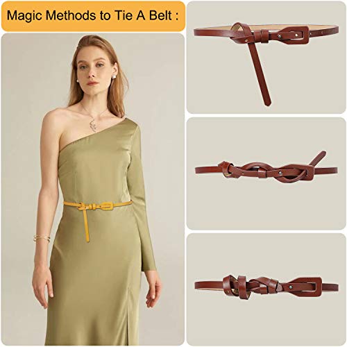 4 Set Women Skinny Waist Belt,Snnsths Colorful Faux Leather Thin Belt For Dress With Flat Snap Buckle (E-4-Pack,M) #TOP4