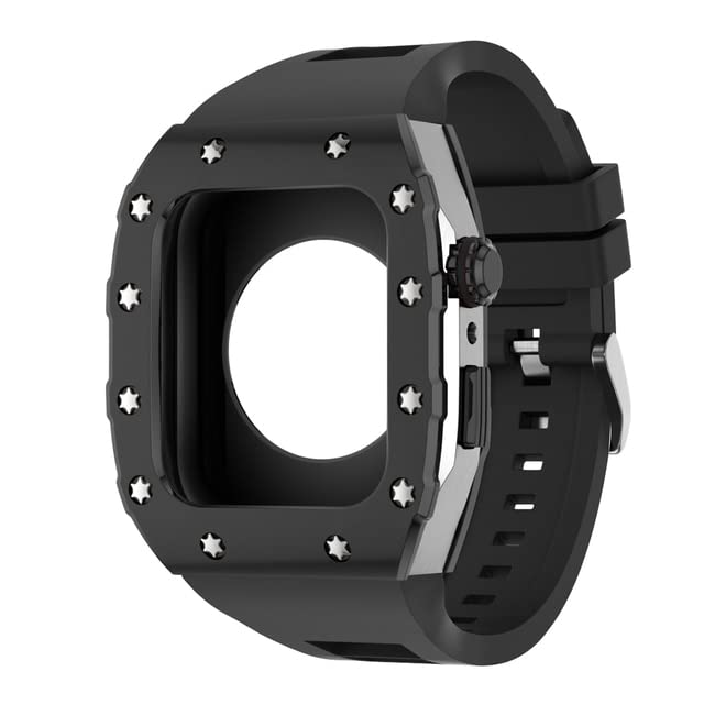 Kit modification Apple Watch boîtier métal et bracelet noir luxe