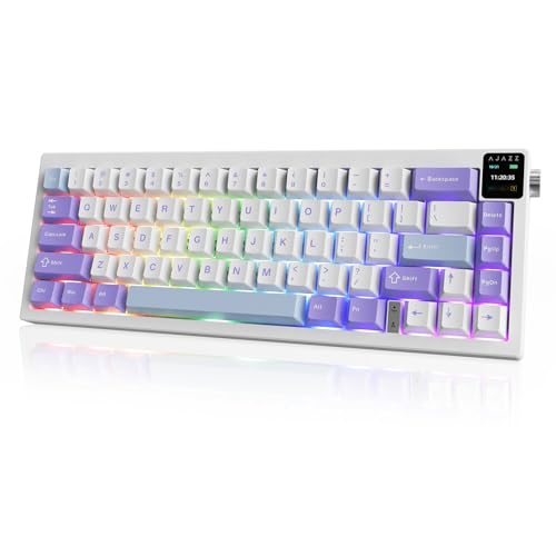 Image of nacodex AK650 Mechanical Keyboard with Volume Control at the Touch of a Button Gaming Keys Pink Wireless Bluetooth Keyboard with Cute (AK650 Fly Fish Purple)
