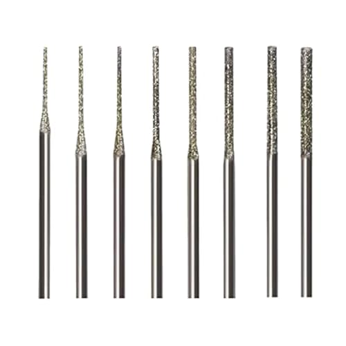 𝐋𝐮𝐨 𝐤𝐞 8 Pcs Needle Shape Diamond Burr - 3/32'' Shank Extra Long Bead Reamer Diamond Burs for Rotary Tool Includes Dremel