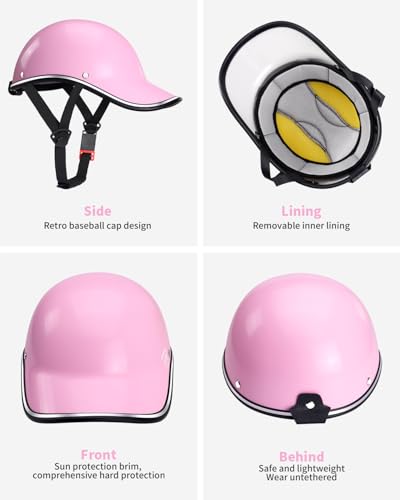 Image of Adult Baseball Cap Helmet - Urban Style for Golf, Low Profile Urban Commute PU Retro Leather Hat for Men & Women