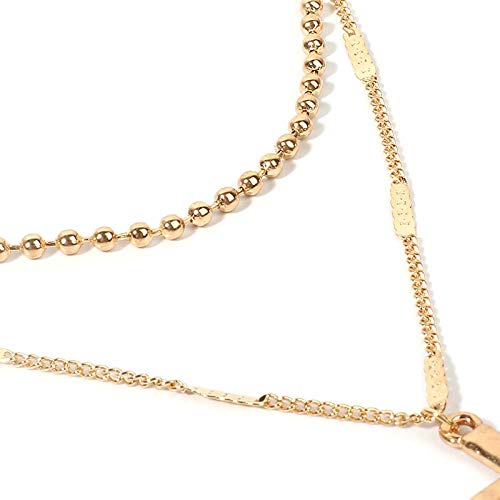 Collier multi-couche avec pendentif croix à longueur ajustable et chaînes légères