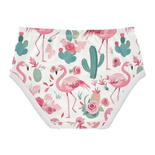 Wusikd Cute Pink Flamingos Girls' Underwear Cotton Cacti Roses Girls Briefs Soft Toddler Underwear 2T2