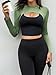 Yousify Womens Long Sleeve Crop Tops Bolero Open Front Workout Gym Yoga Cropped Shirt Sports Shrug Army Green
