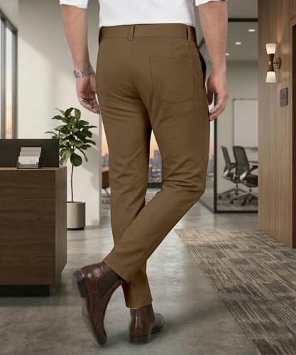 Image of Mehrang Men's Stretchable Stretchable Formal Pant Trousers | Stylish Slim Fit Men's Wear Trousers for Office or Party | Polycotton Knitted Fabric