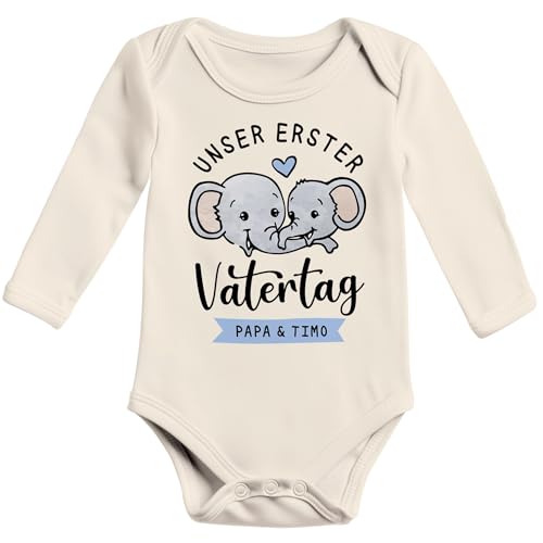 SpecialMe® Baby Body Langarm Unser erster Vatertag personalisiert mit...
