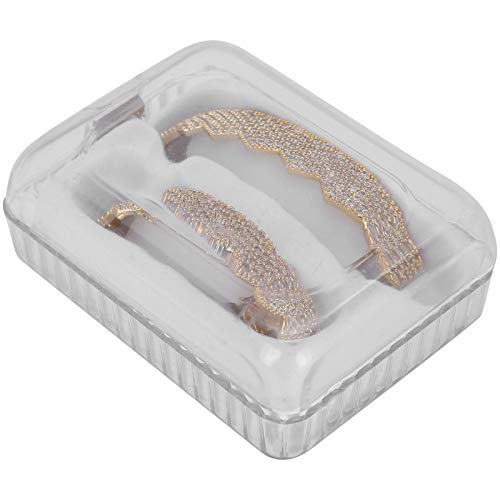 Dentes de metal dourado, conjunto de suporte estilo hip hop joias de dentes banhadas a ouro elegante