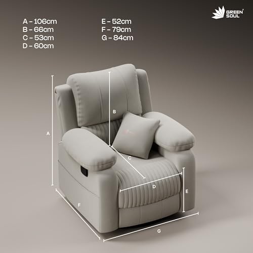 Image of Green Soul Laze 2.0 | Single Seater Manual Recliner Sofa | Ultra Soft Suede Fabric | Rock, Revolve & Recline (R3) | Easy Access Side Pocket & Soft Cushion | 3 Year Warranty (Beige) Installation