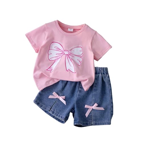 Générique Tenues pour Petites Filles T-Shirt imprimé Manches Courtes et Jean décontracté Ensemble été Printemps vêtements Enfants Fille 2 à 7 Ans (4-5...