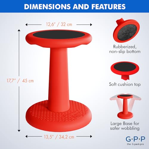 Image of Gpack-pro Kids Wobble Stool - Improves Focus Attention - Non-Slip Base - Wiggle Chair Active Flexible Seating for Preschool Kindergarten Elementary School 17.7-Inch High (Black)