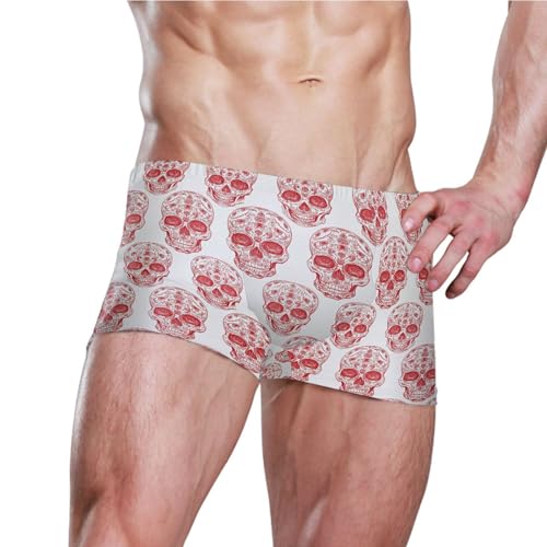 Red Skull Mens Swim Trunk Swimwear Bathing Suit Swim Brief Square Leg Board Short S B04043773