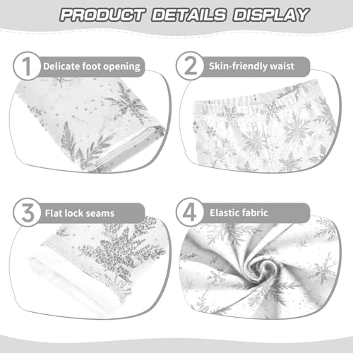Snowflakes Silver Glitter Winter Girls Leggings Kids Yoga Pants Dance Active Tights 6T3