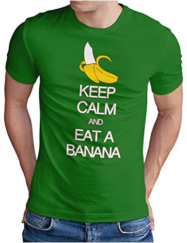 T-shirt Keep Calm eat a Banana allemand couleur vert taille XXXXL manches courtes