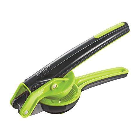Simposh Citrus Juicer Squeezer | Manual Handheld Juicer Press for Fresh Citrus Lemon Lime Orange | Patented Easy-to-Squeeze Mechanism | Seeds and Pulp Strained | Ergonomic handle | Gray/Green Cover